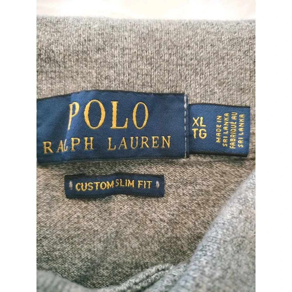 Polo Ralph Lauren Men's Custom Slim Fit Polo Shirt Gray Big Pony #3 Size XL